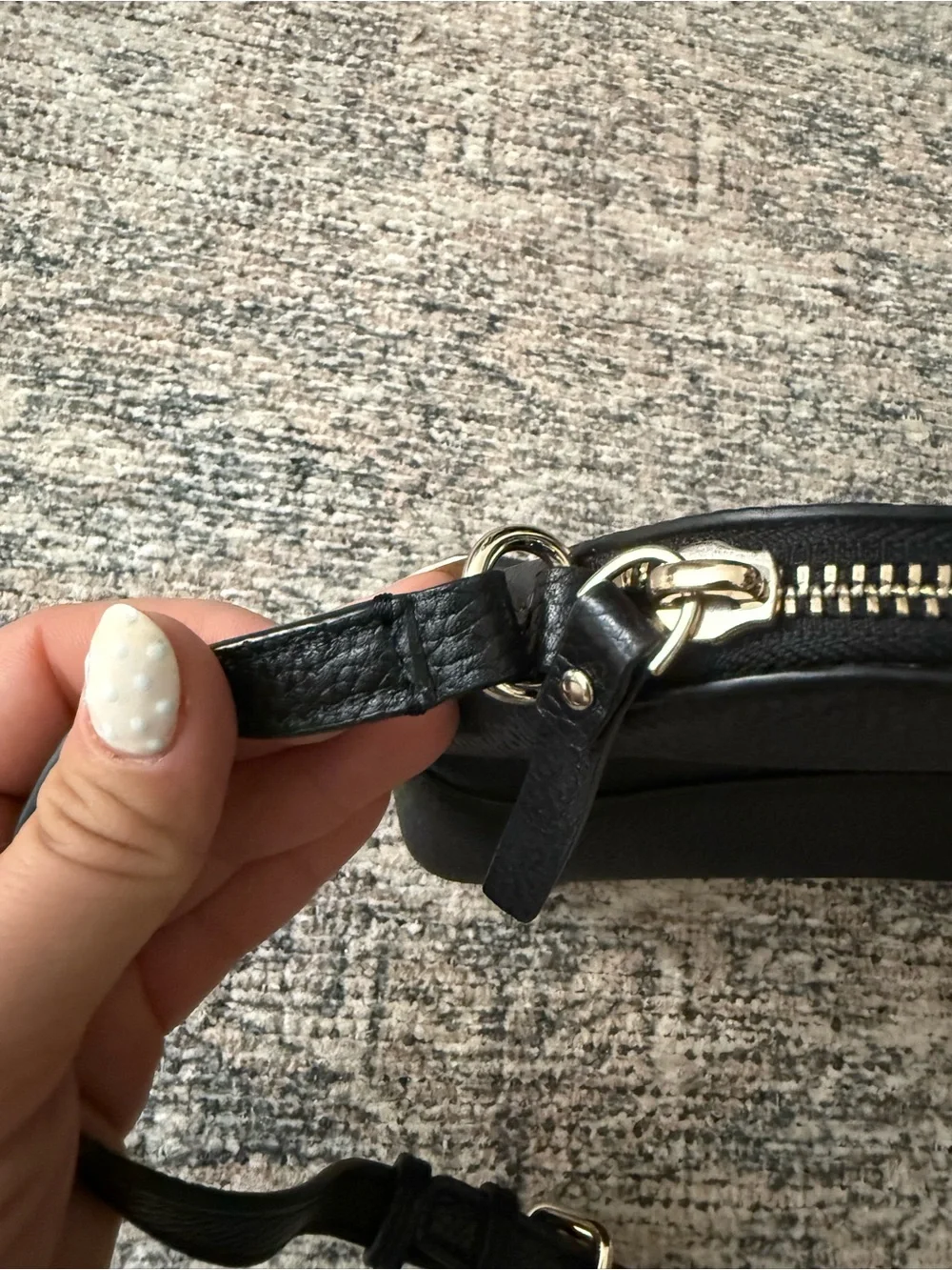kate spade Black Pebbled Leather Crossbody Bag with Gold Logo